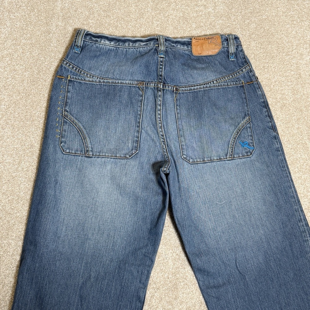 Rocawear Jeans Mens Size 34 Blue Denim Baggy Fit Hip Hop Streetwear Skater 90's - Picture 7 of 8
